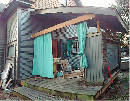 Before picture of backyard deck in Portland, OR